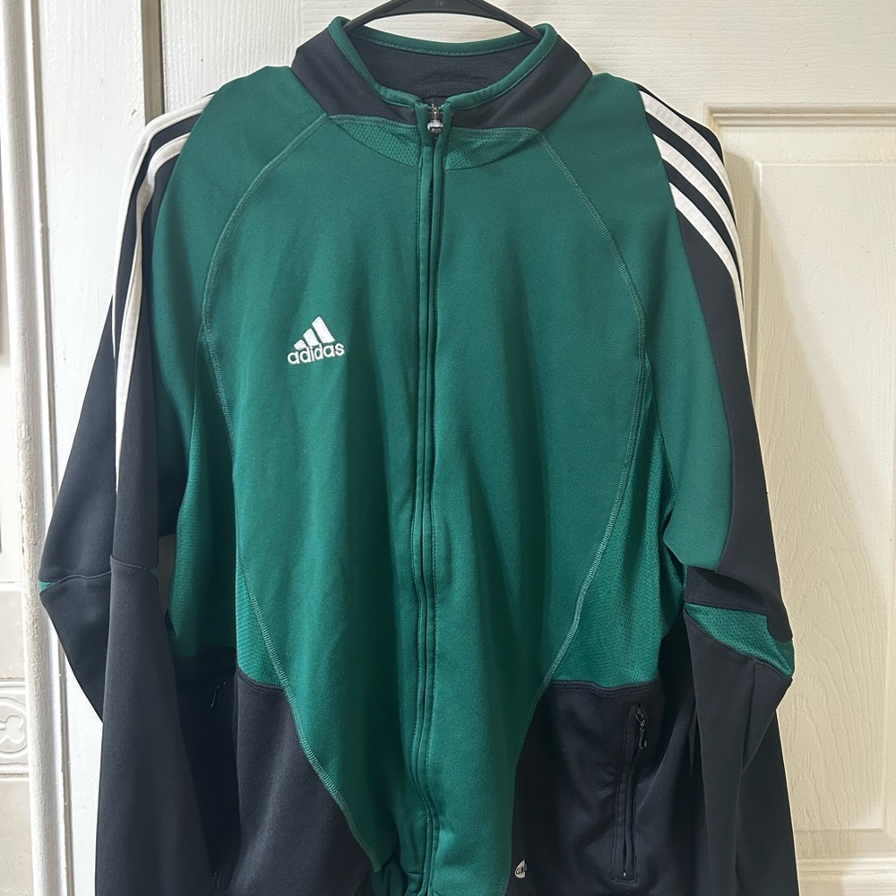 Adidas Men's Green and Black Athletic Jacket